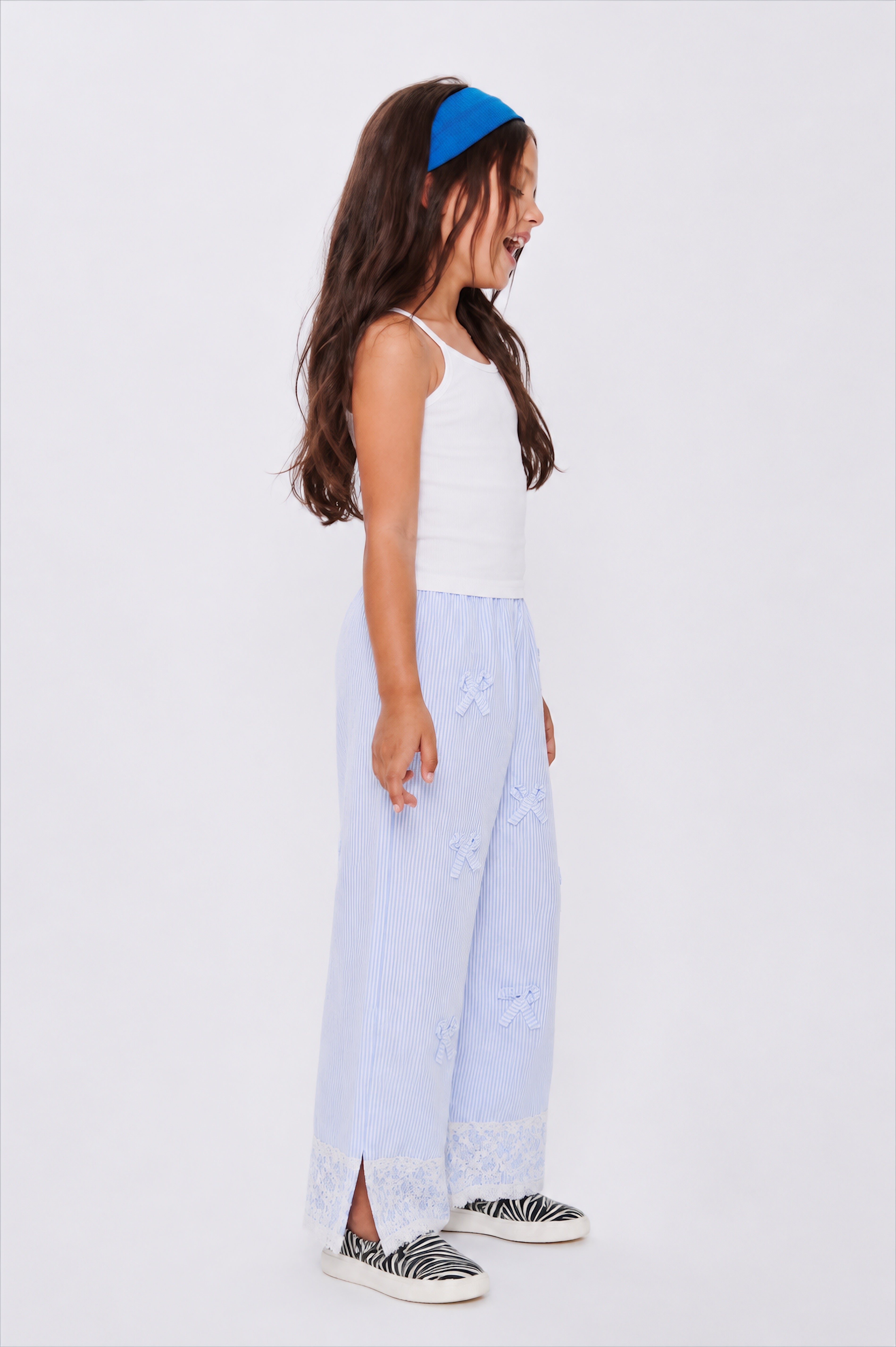 Girl stripes with lace trim