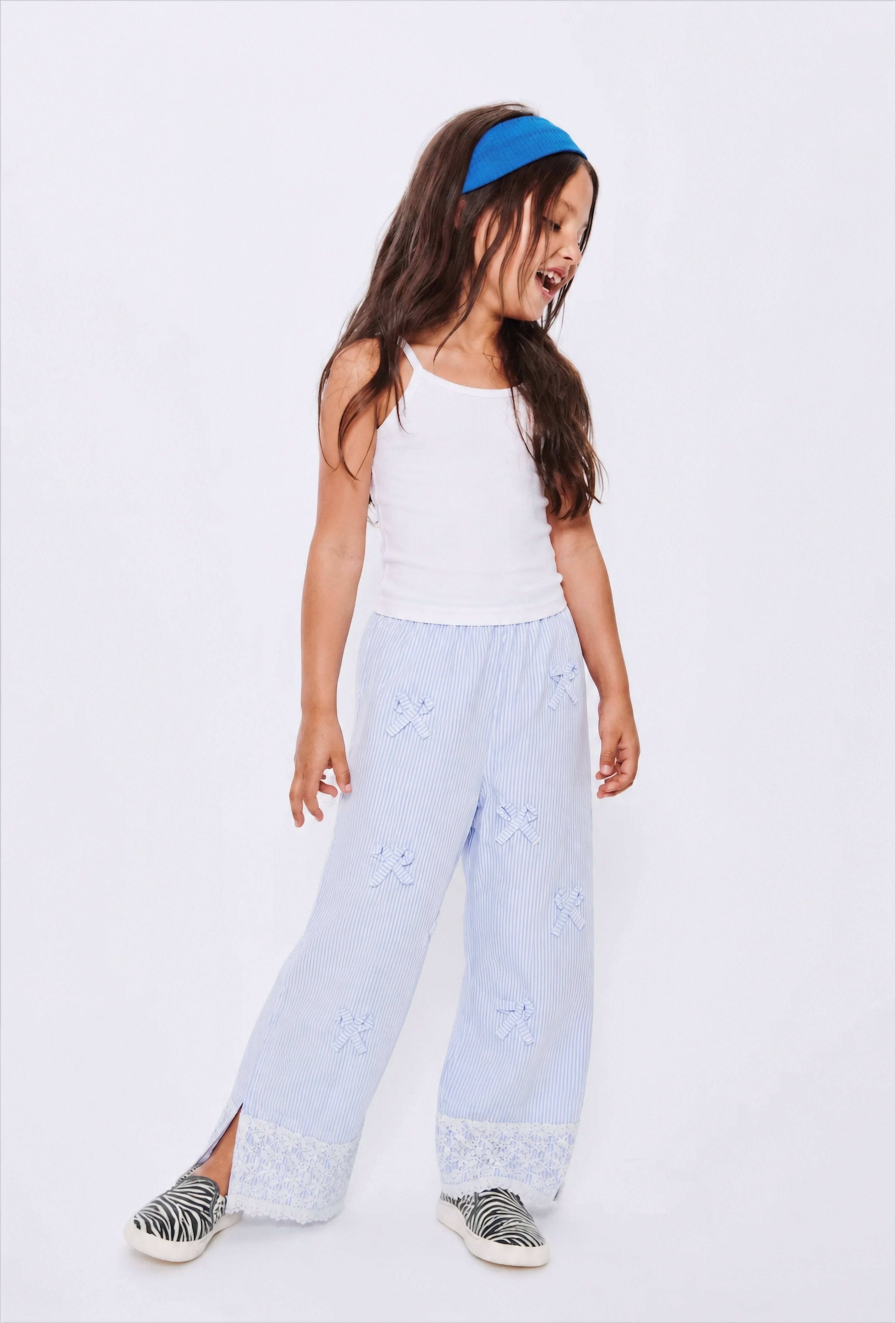 Girl stripes with lace trim