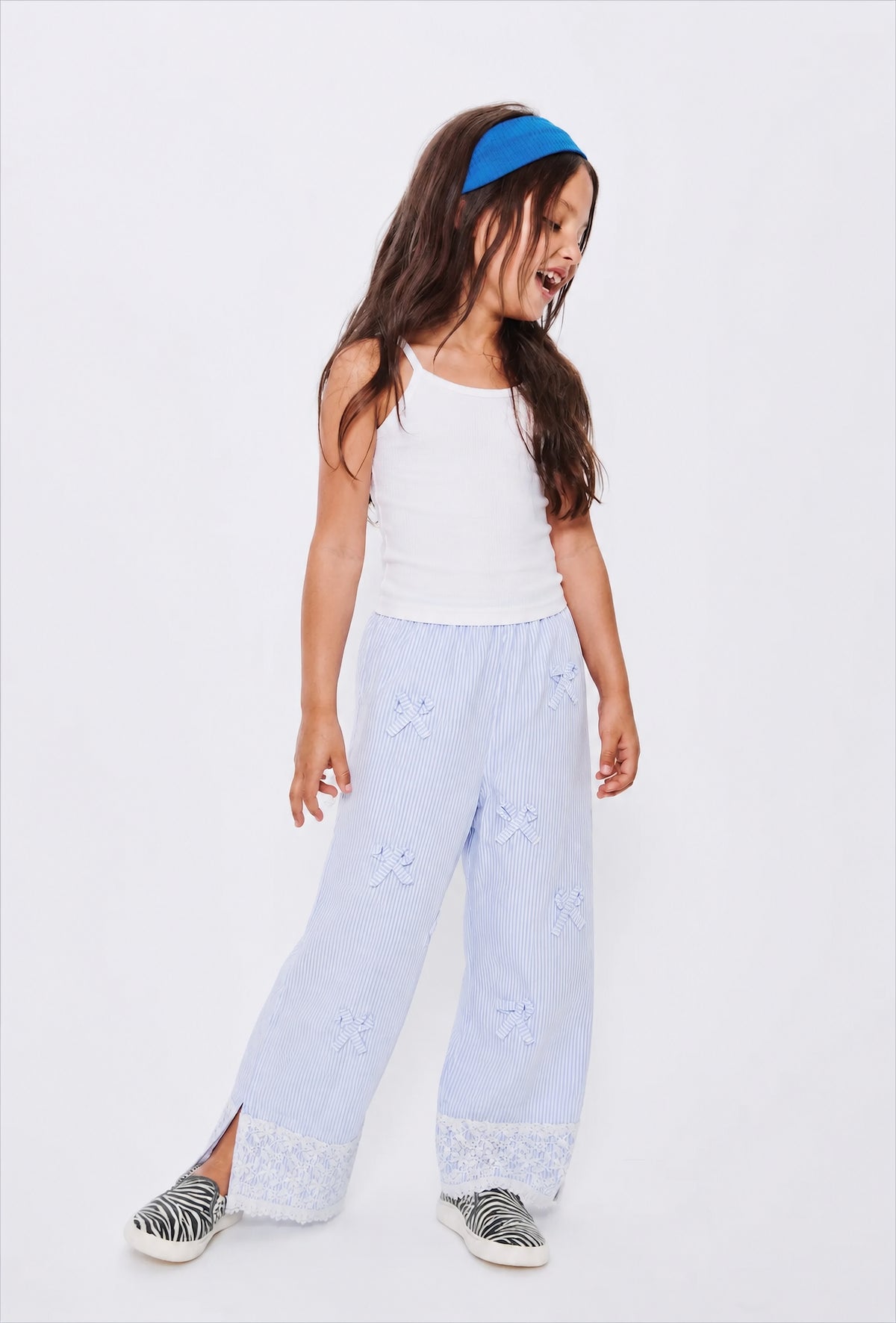 Girl stripes with lace trim