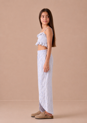 Girl lace detail stripes pants