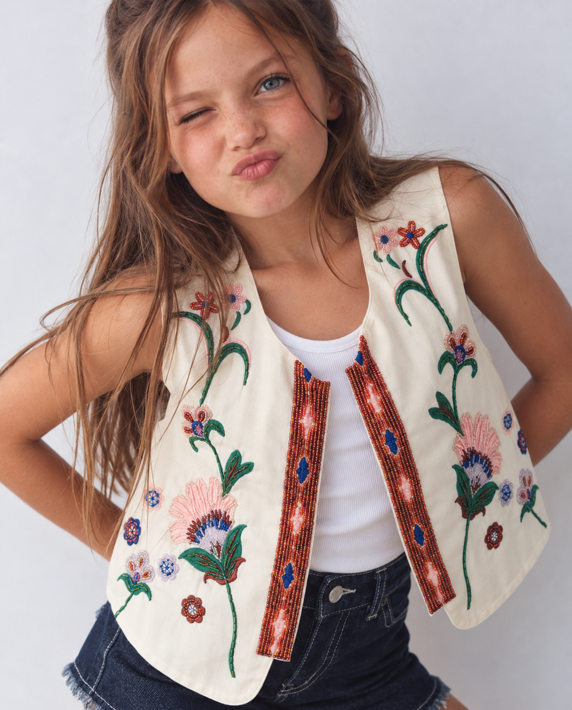 Girl embellished vest