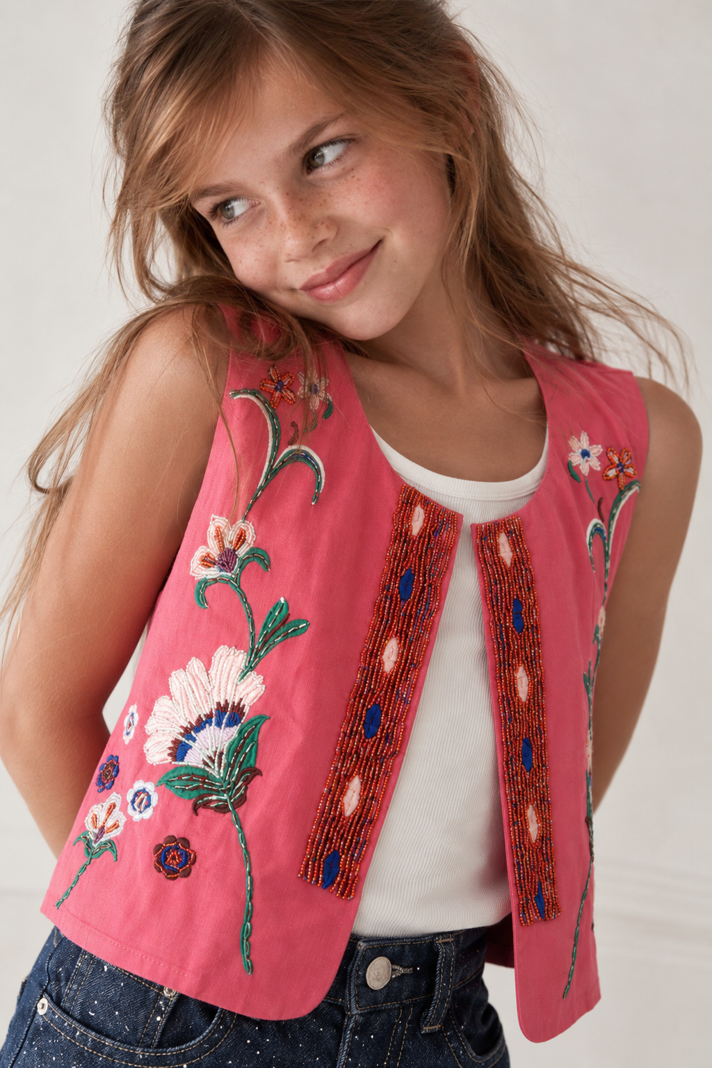 Girl embellished vest