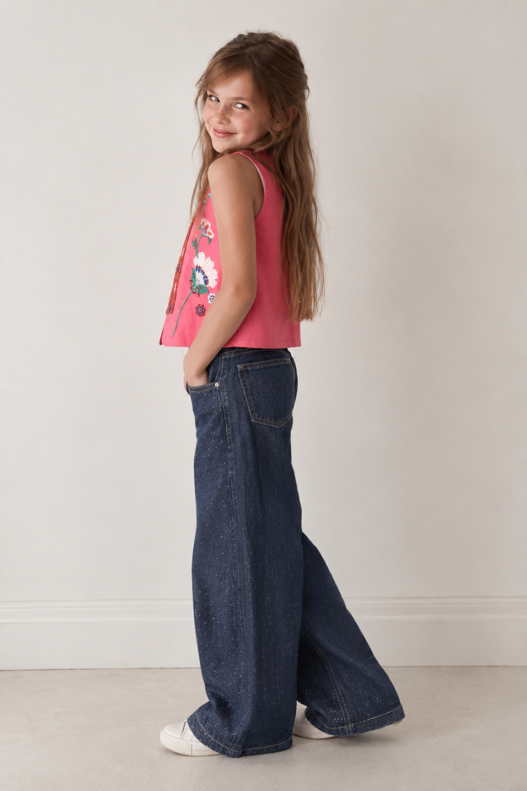 Girl embellished vest