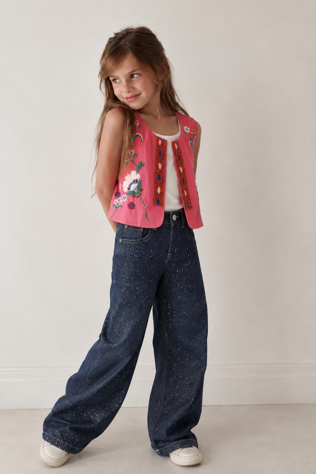 Girl embellished vest