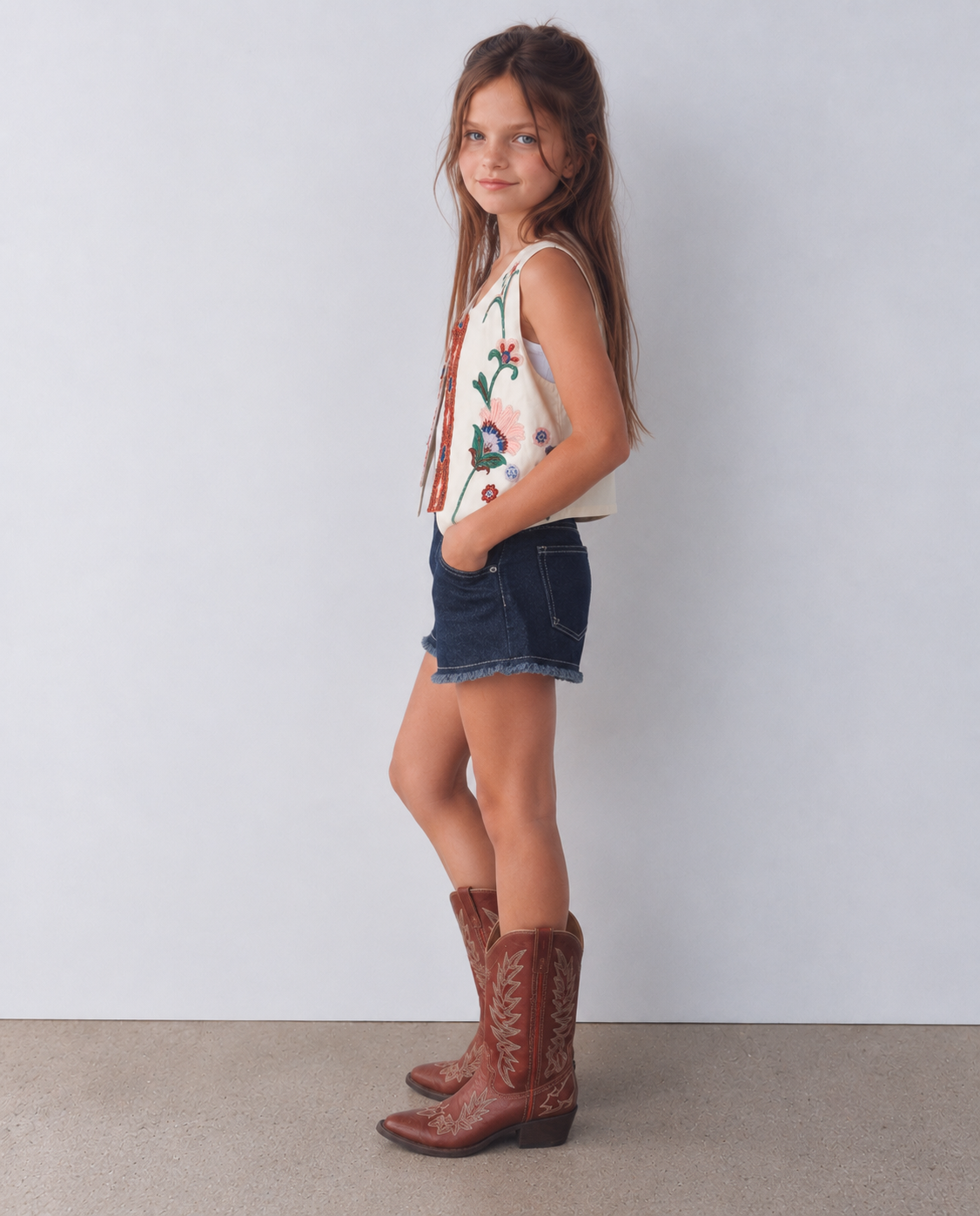 Girl embellished vest