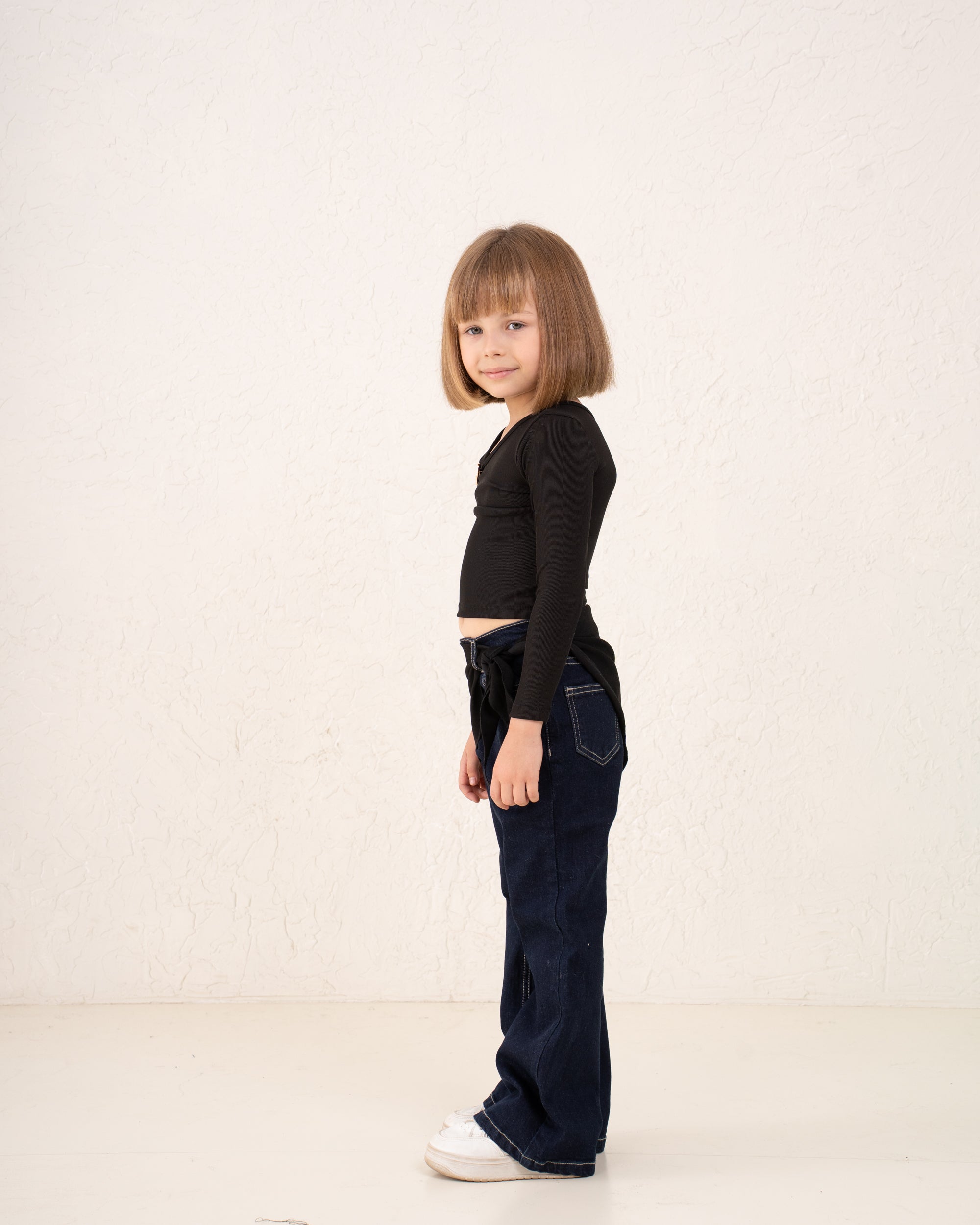 Girl buckle one shoulder top