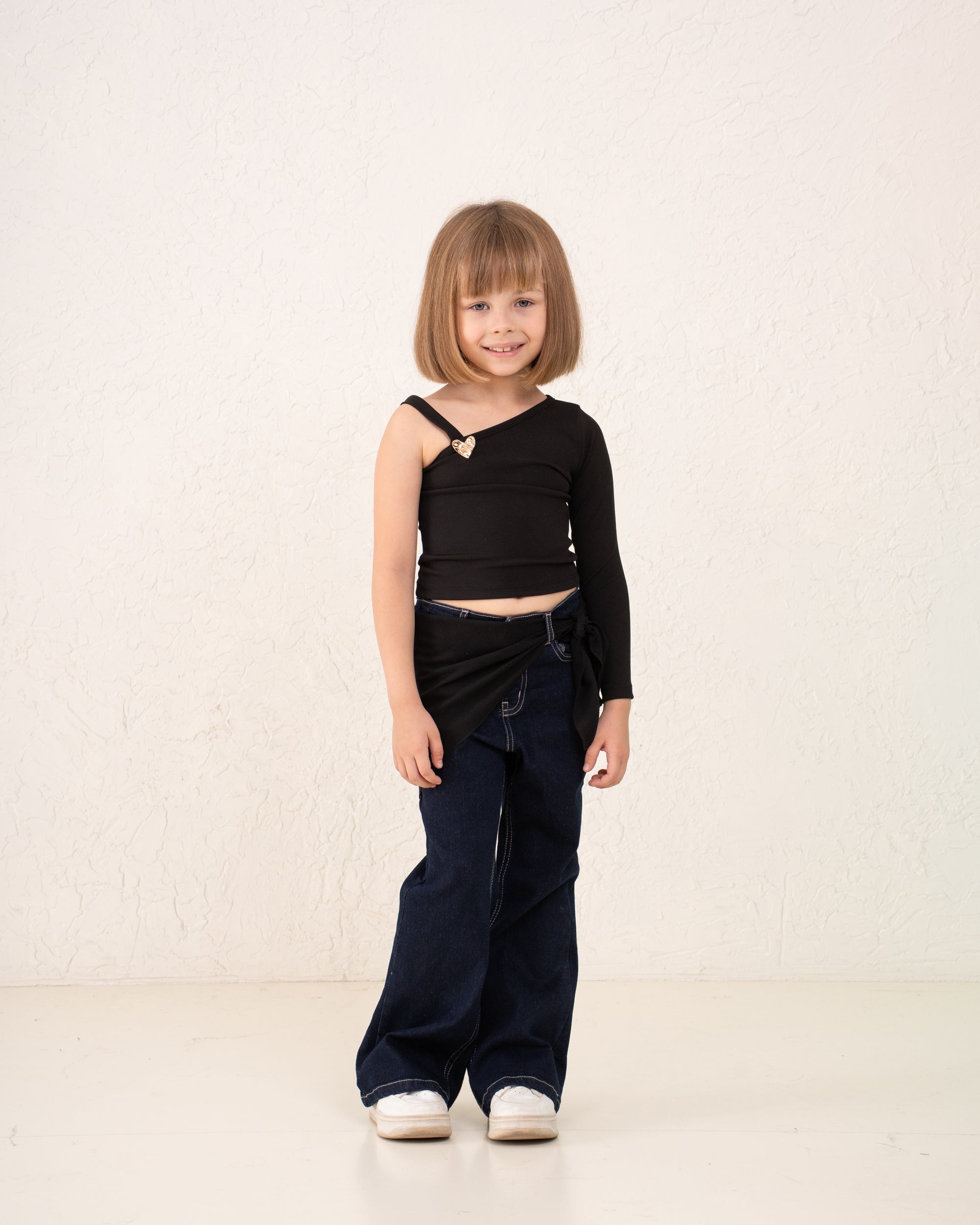 Girl buckle one shoulder top