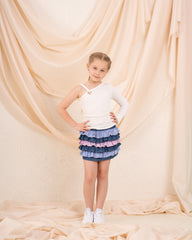 Girl buckle one shoulder top
