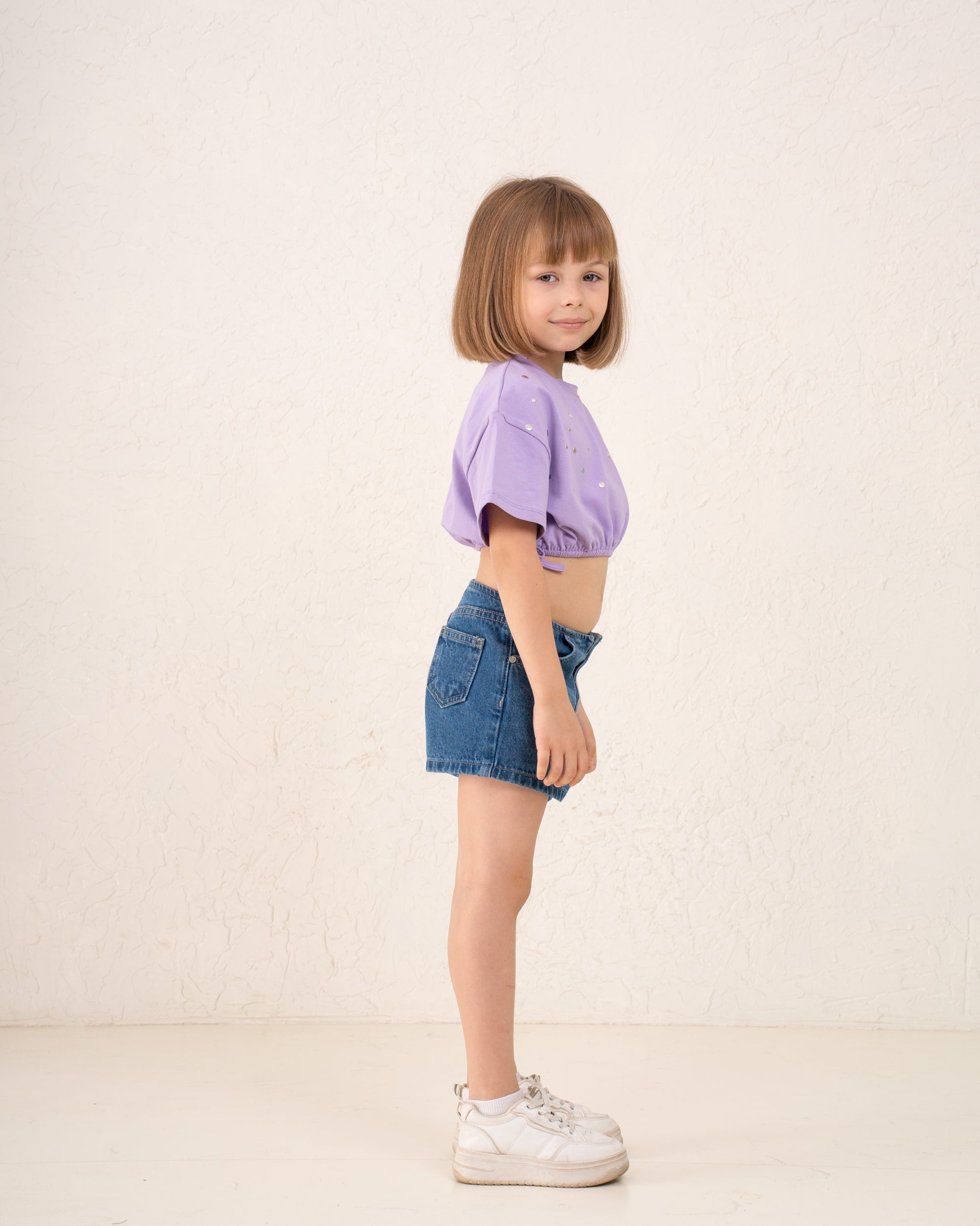 Girl studded drawstring top