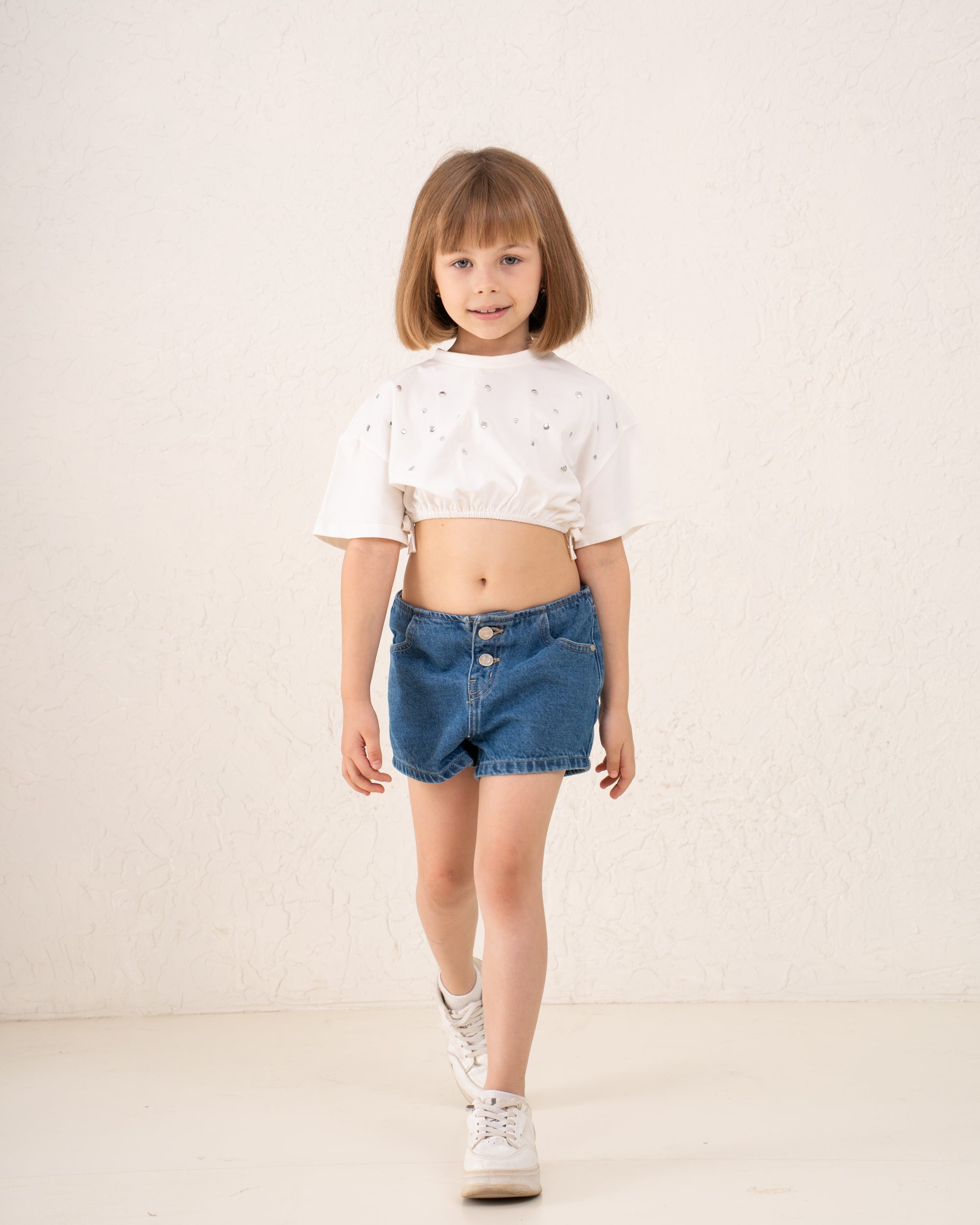 Girl studded drawstring top