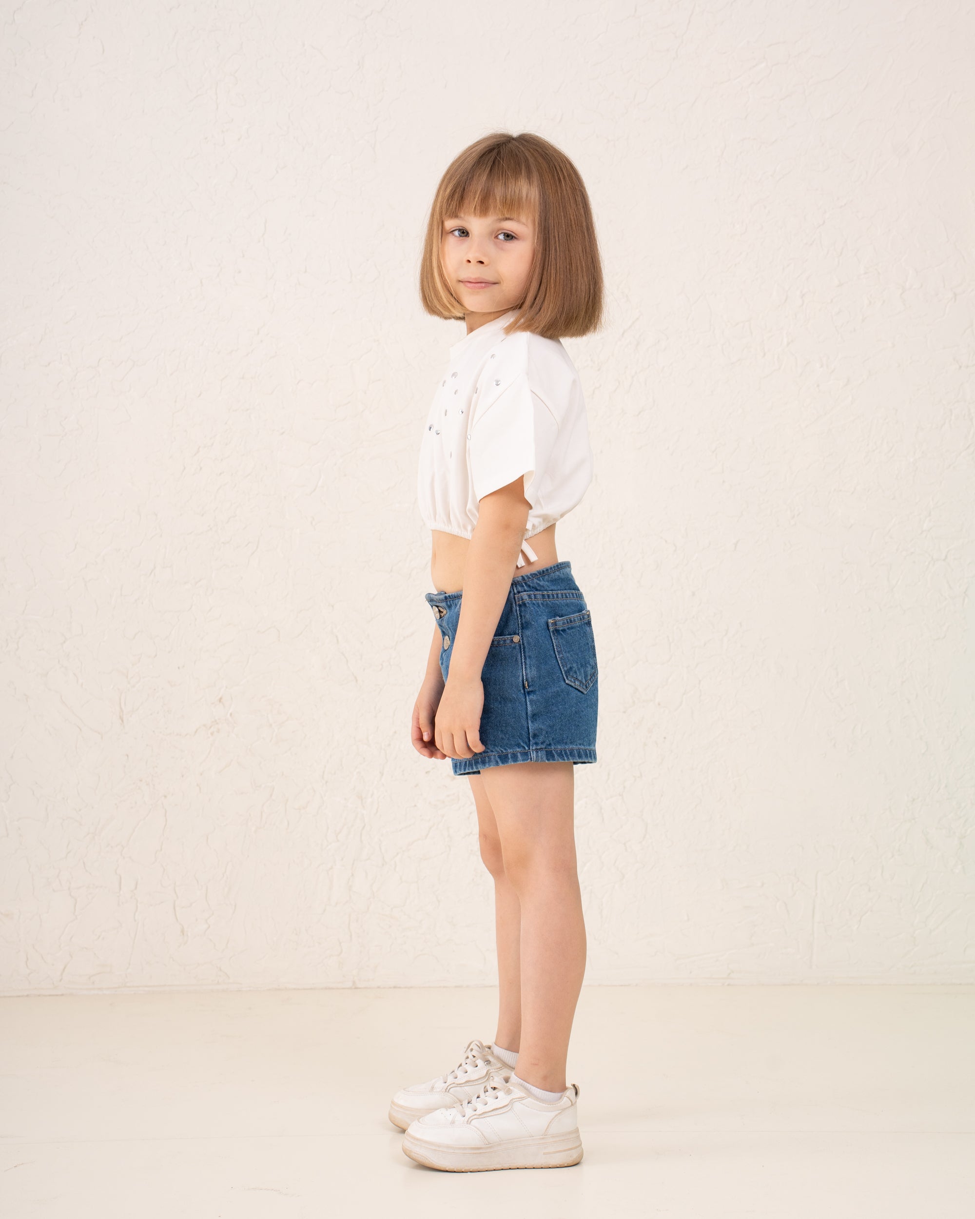 Girl studded drawstring top