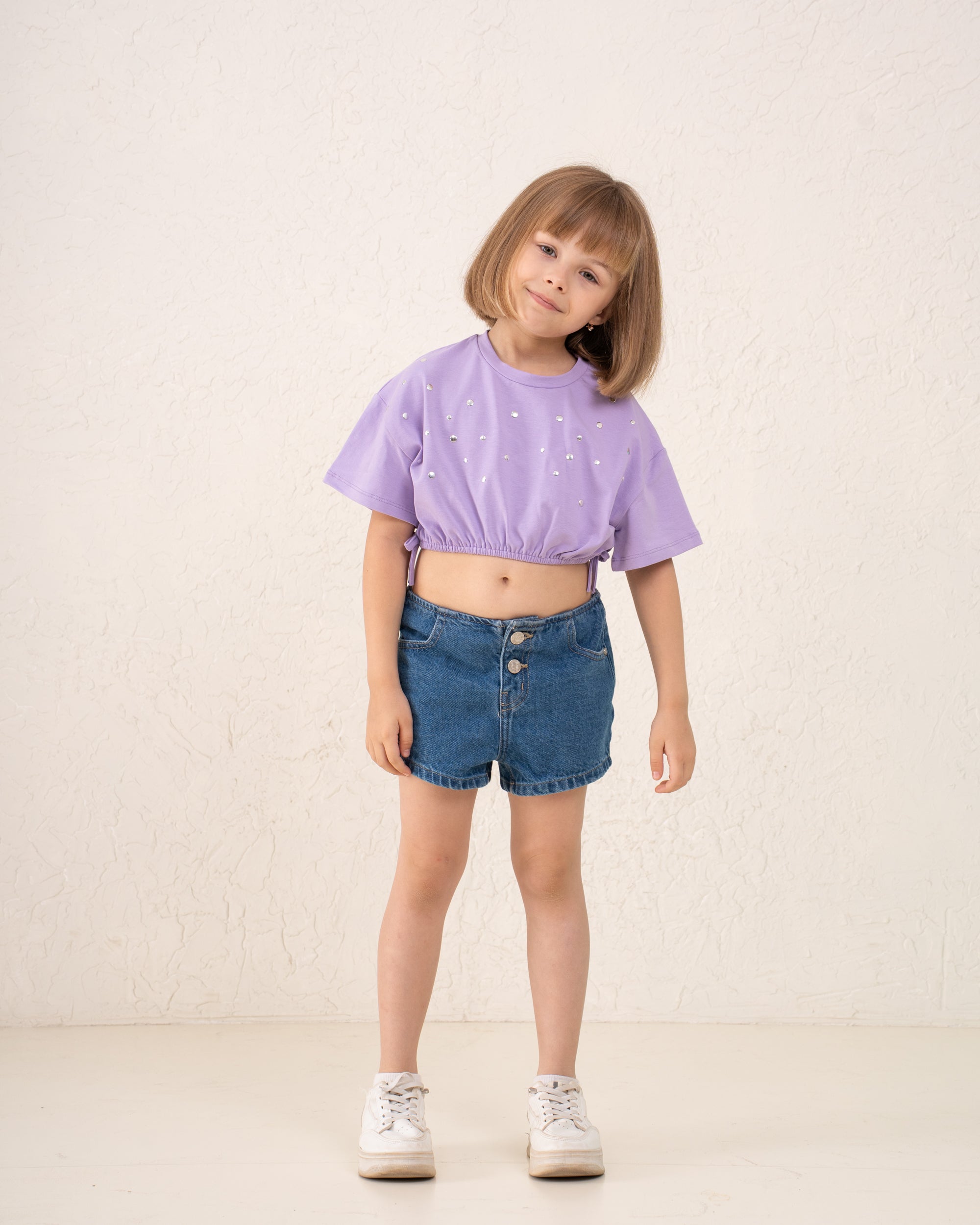 Girl studded drawstring top