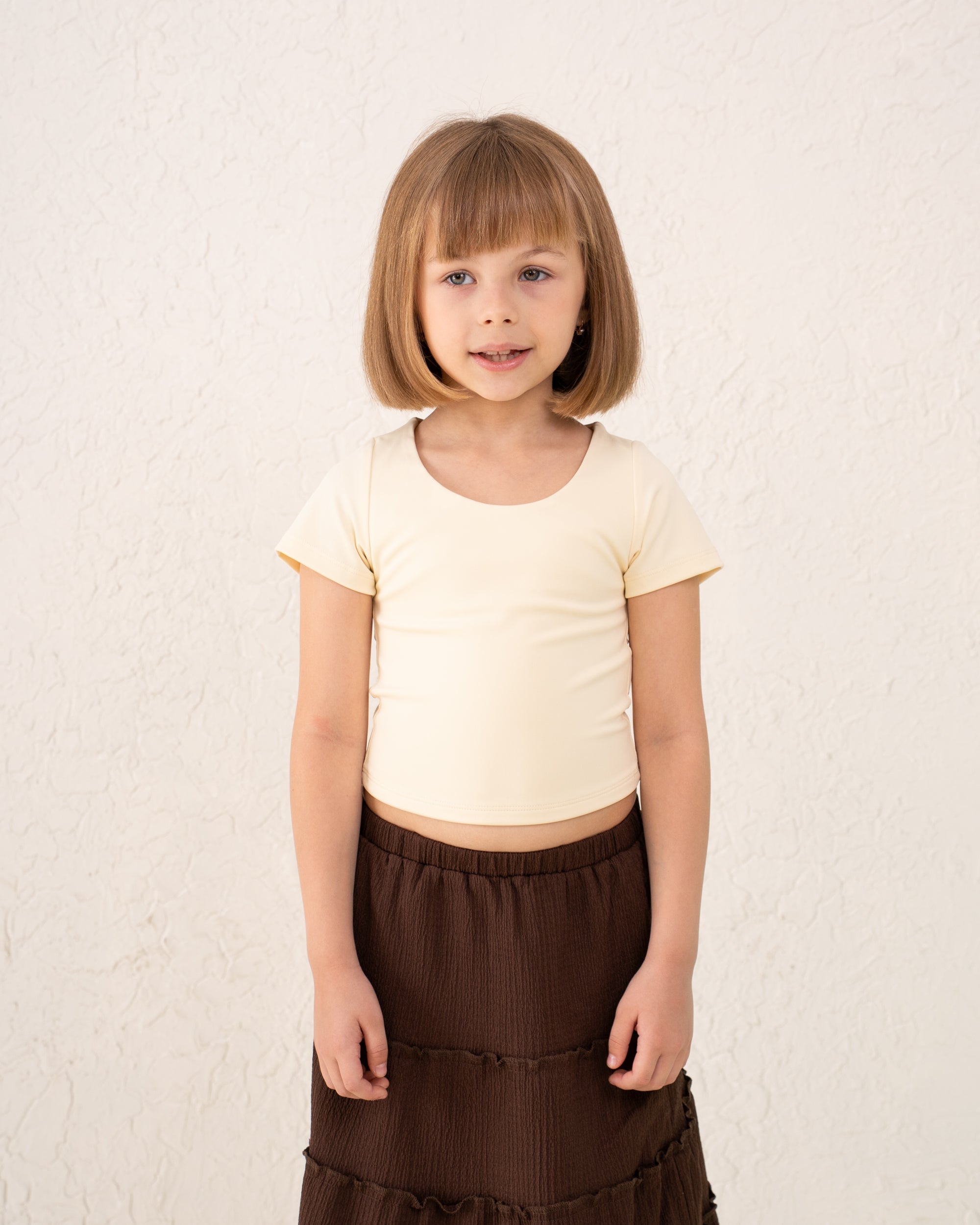 Girl scoop neck polyamide Top