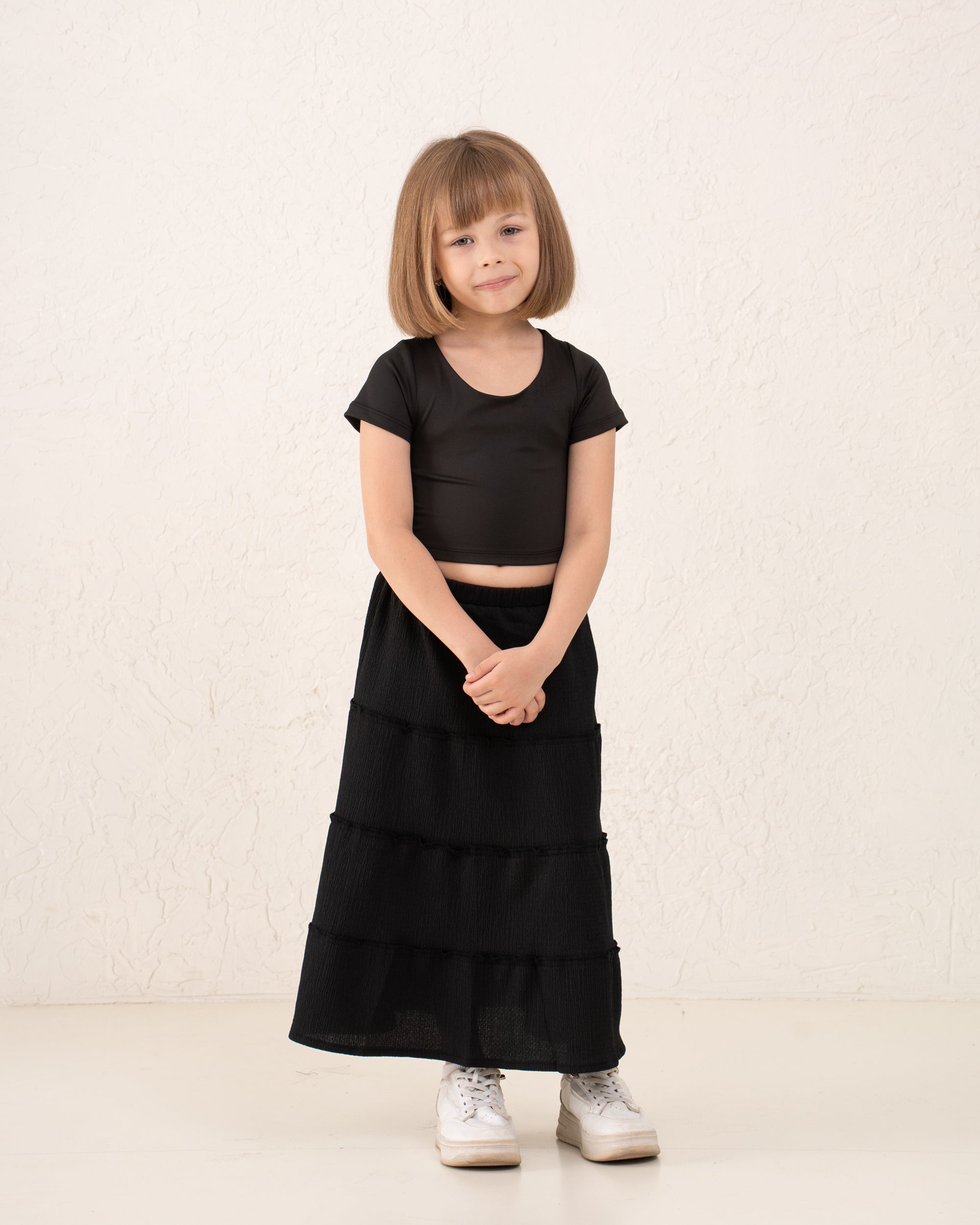 Girl scoop neck polyamide Top