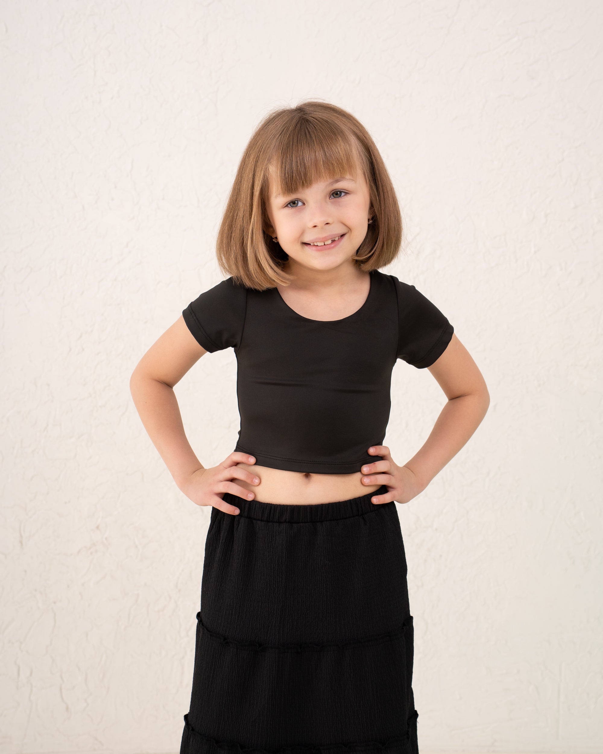 Girl scoop neck polyamide Top