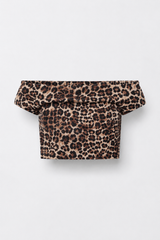 Girl leopard assymetric top