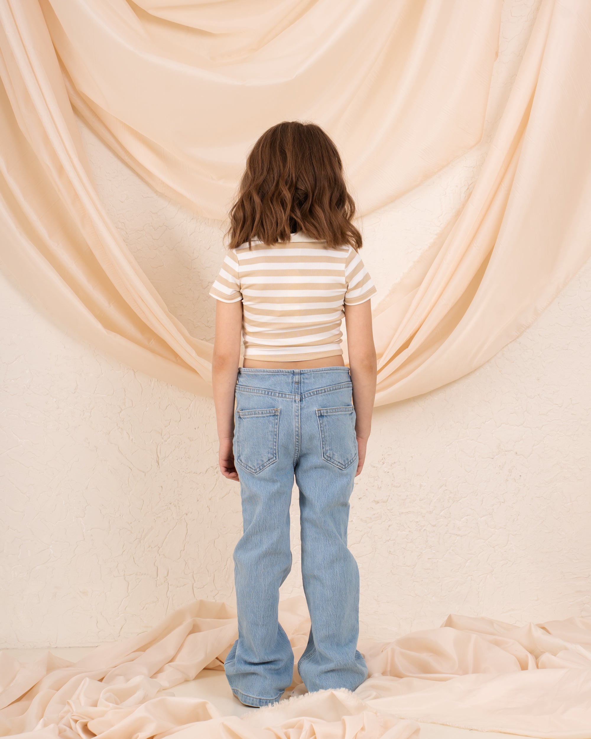 Girl ribbed stripes polo