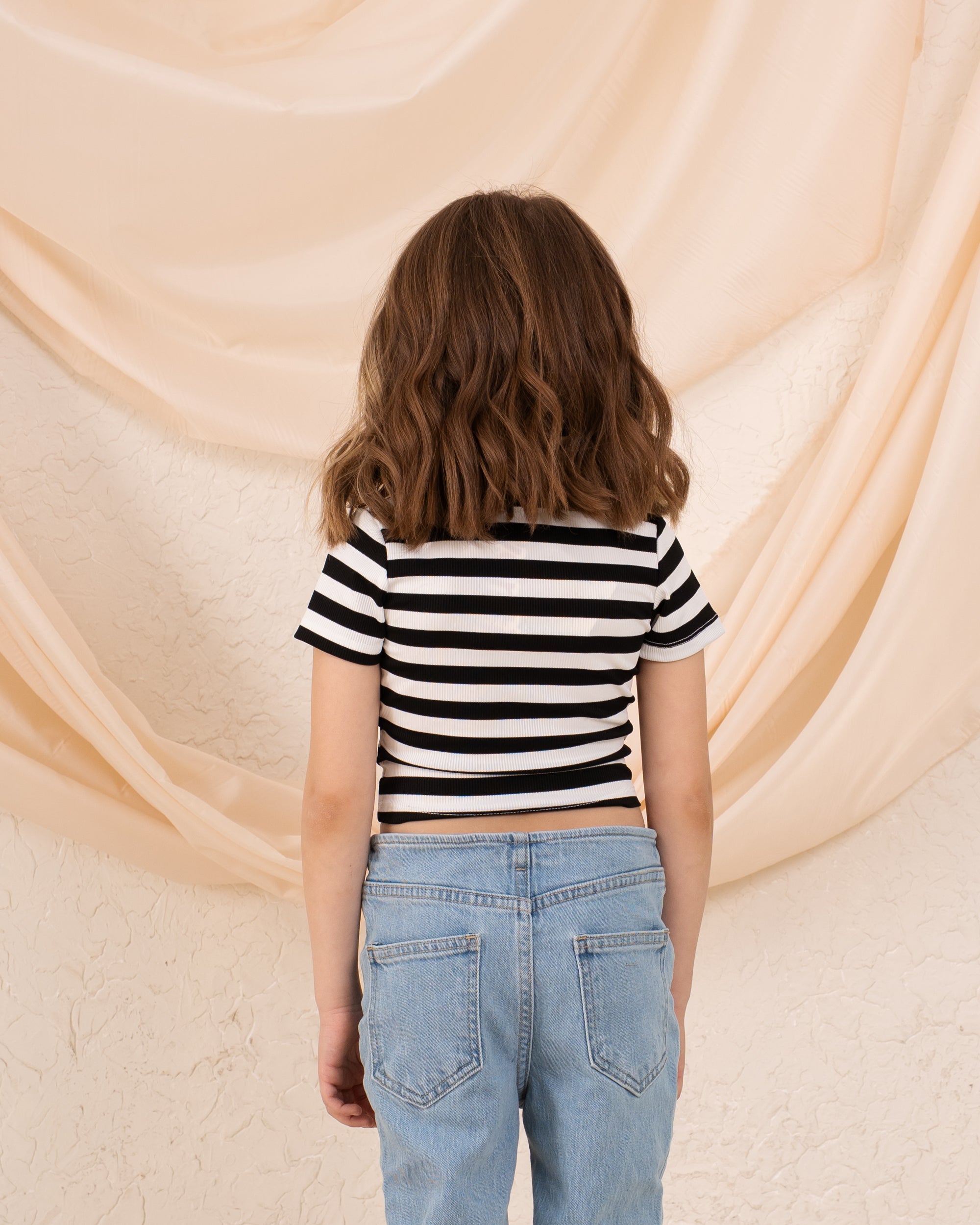 Girl ribbed stripes polo