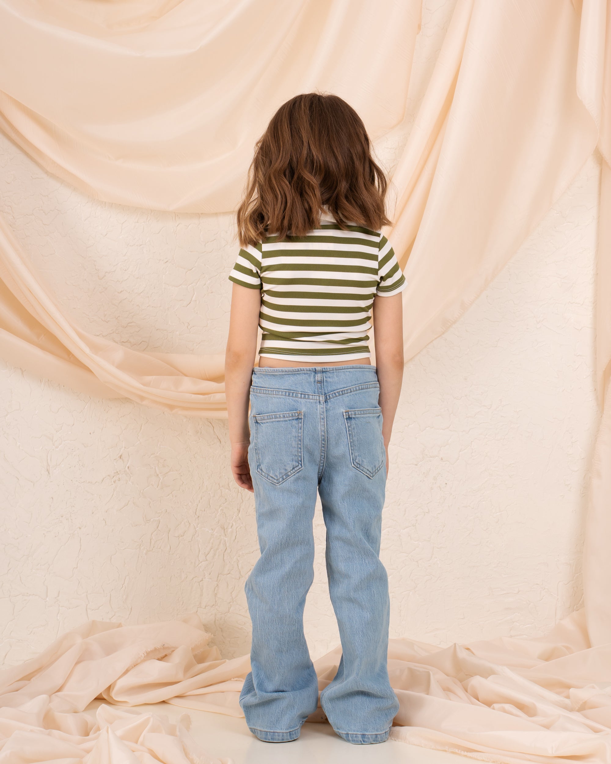 Girl ribbed stripes polo