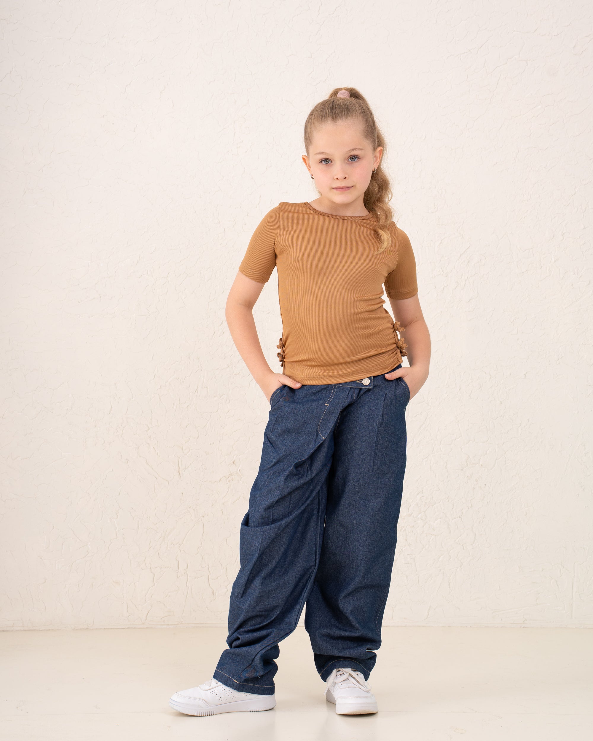 Girl ribbed side bow top