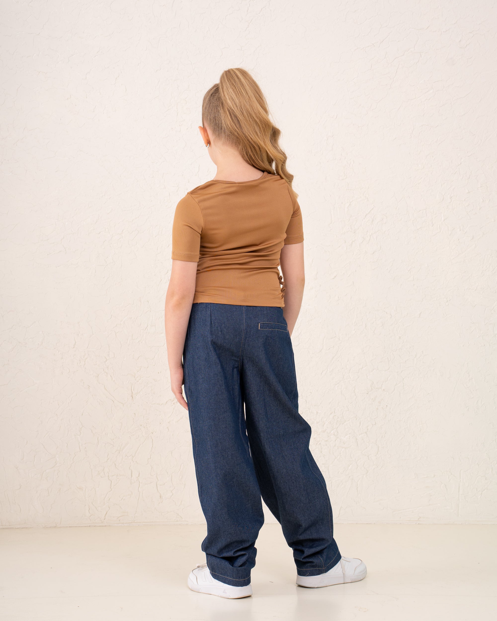 Girl ribbed side bow top