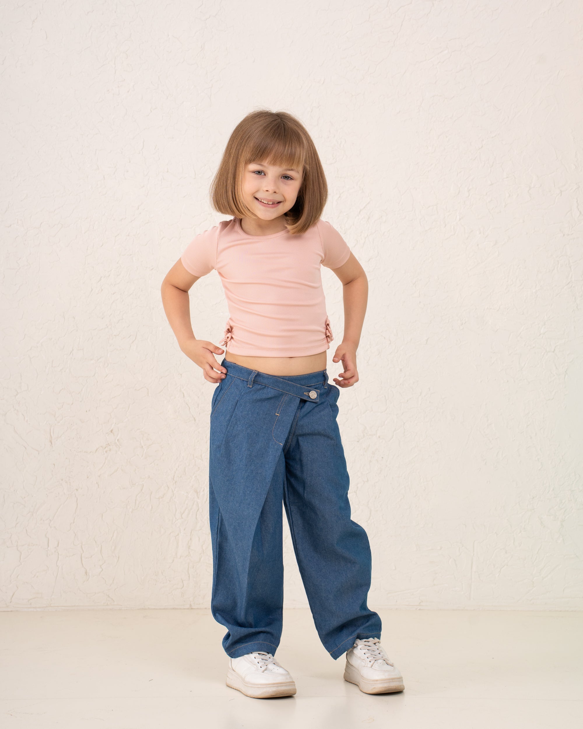 Girl ribbed side bow top
