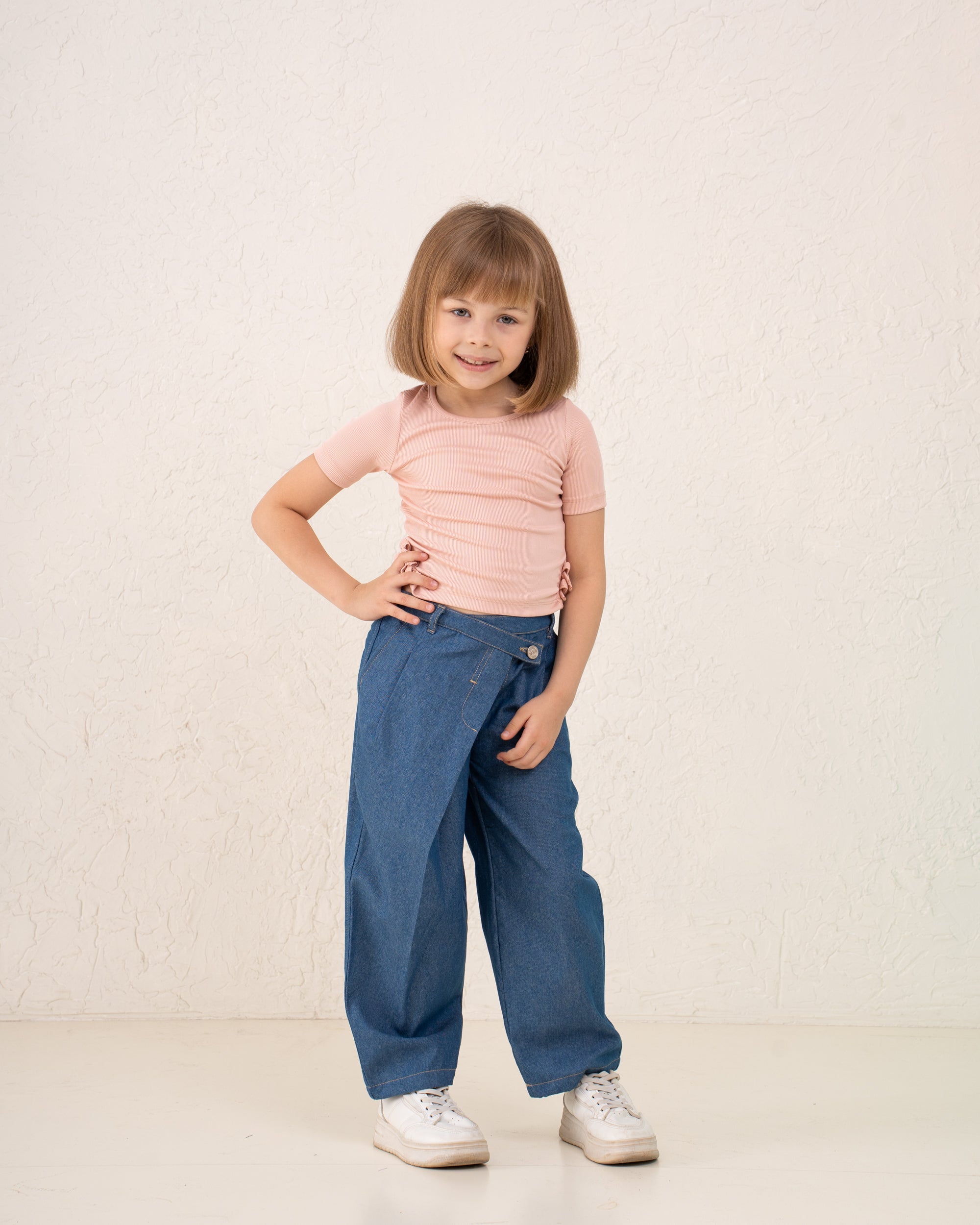Girl ribbed side bow top