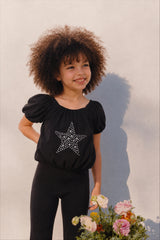 Girl puffball star top