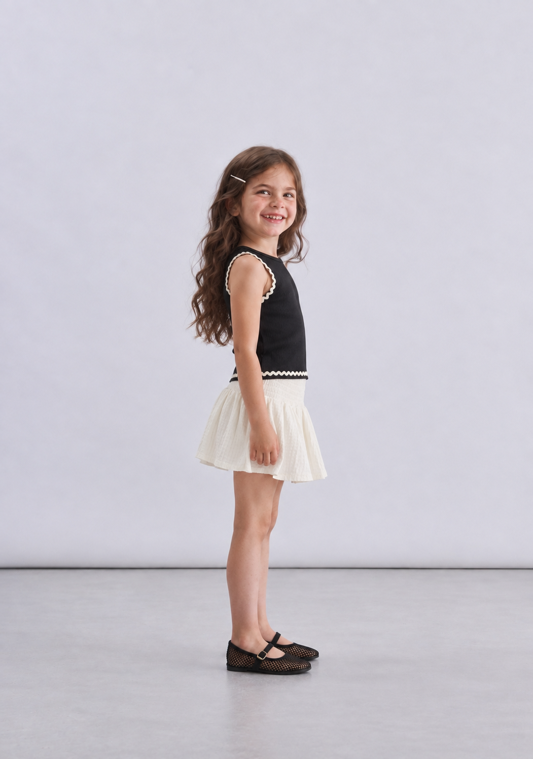 Girl polka dot ribbed tank