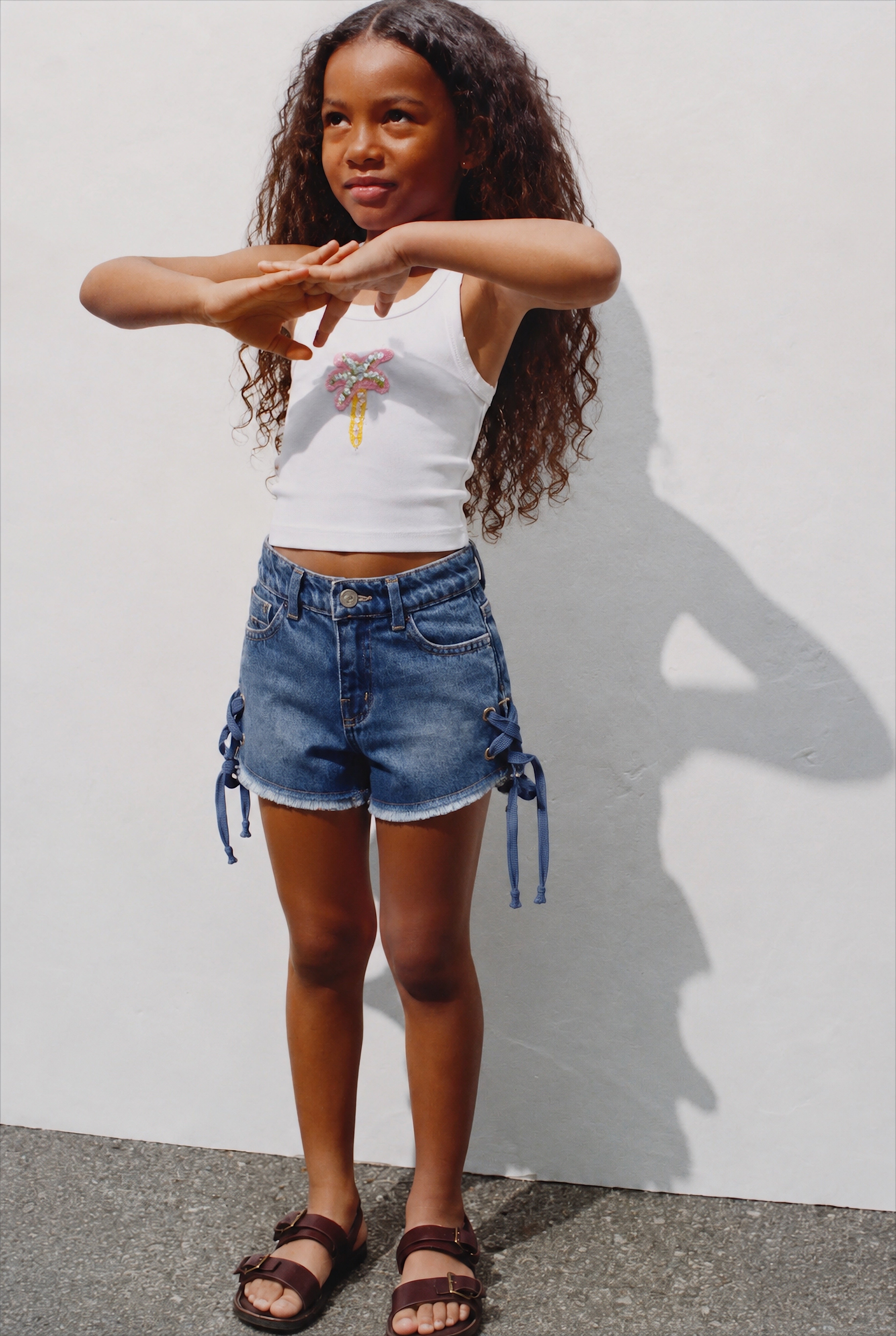 Girl cherry ribbed tank top