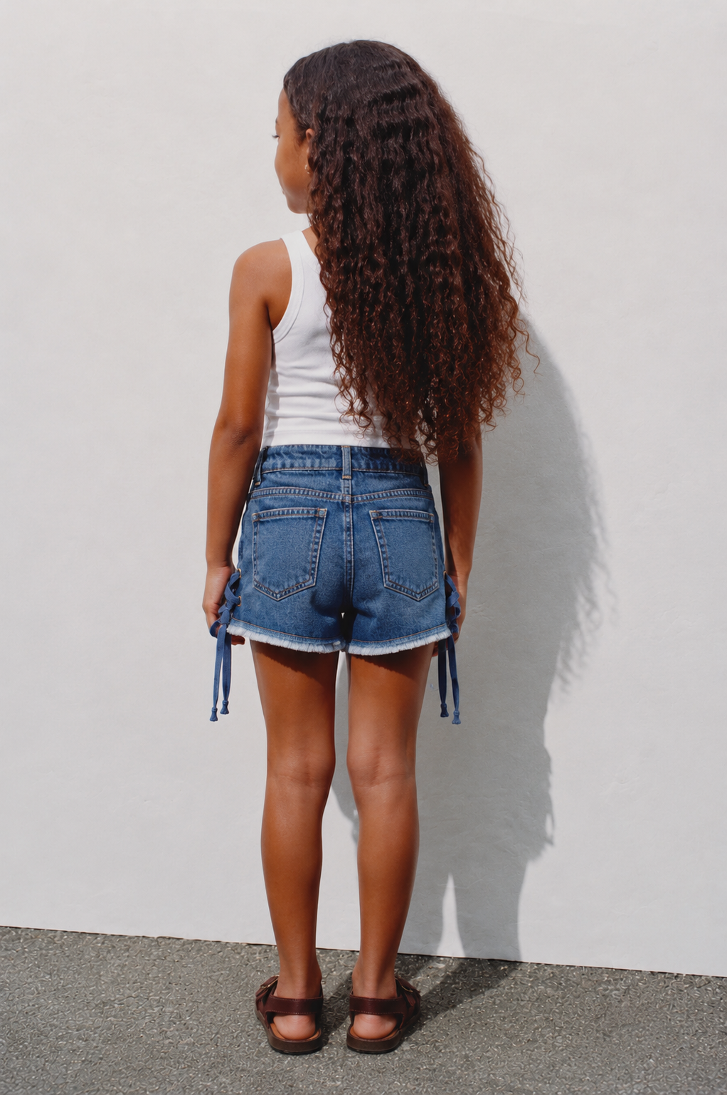 Girl cherry ribbed tank top