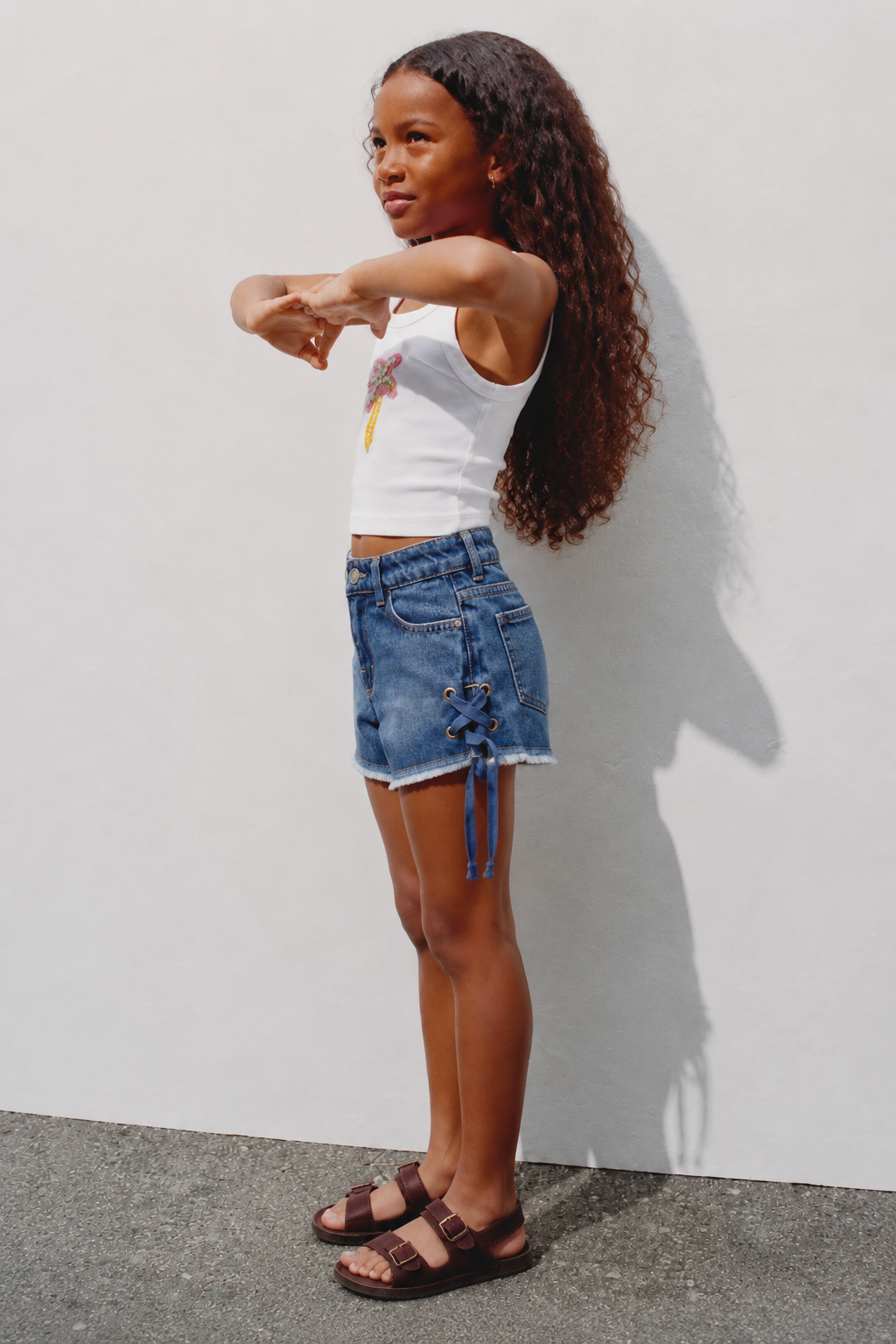 Girl cherry ribbed tank top