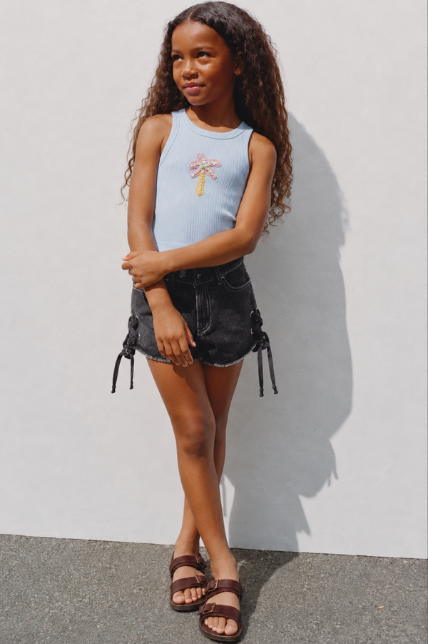 Girl cherry ribbed tank top