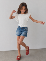 Girl top with sequin ruffle