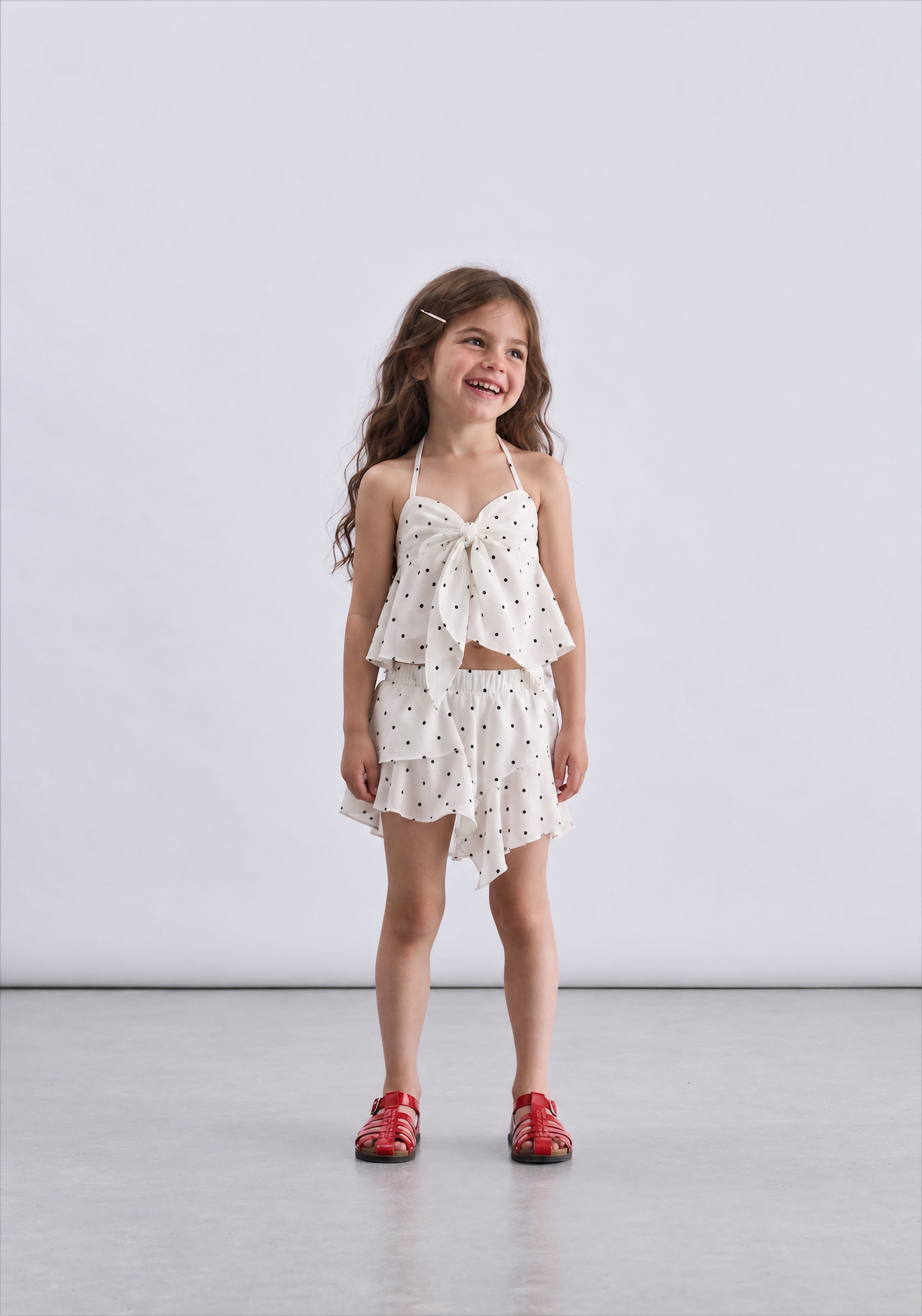 Girl polka dot flowy top