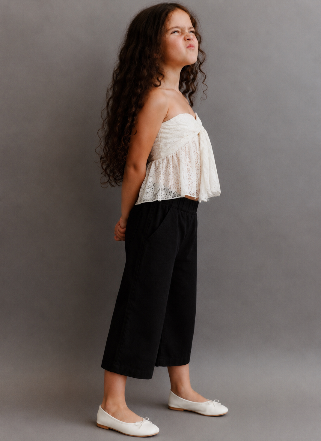 Girl lace strap open top