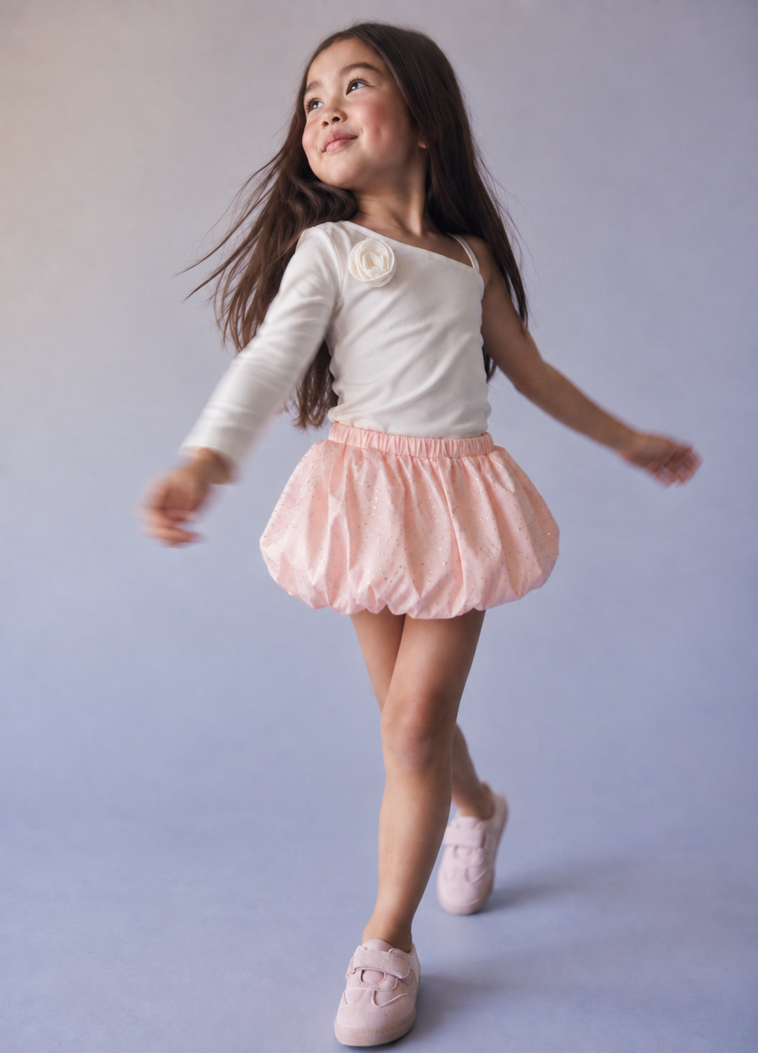 Girl one shoulder flower top