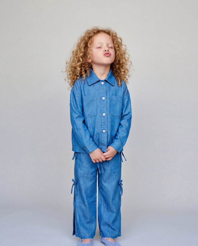 Girl sparkled light denim