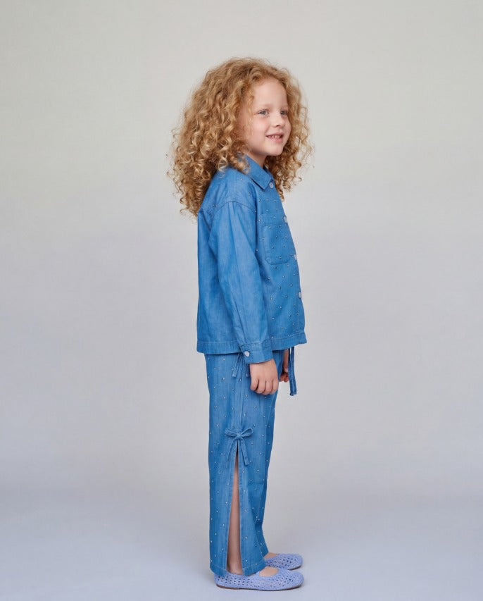 Girl sparkled light denim