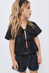 Girl glitter shirt with bow tie