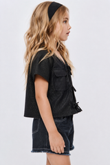Girl glitter shirt with bow tie