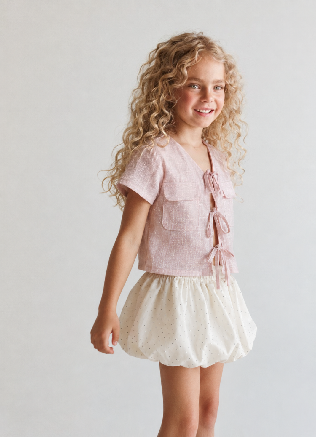 Girl glitter shirt with bow tie