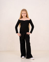 Girl crushed wide leg pants