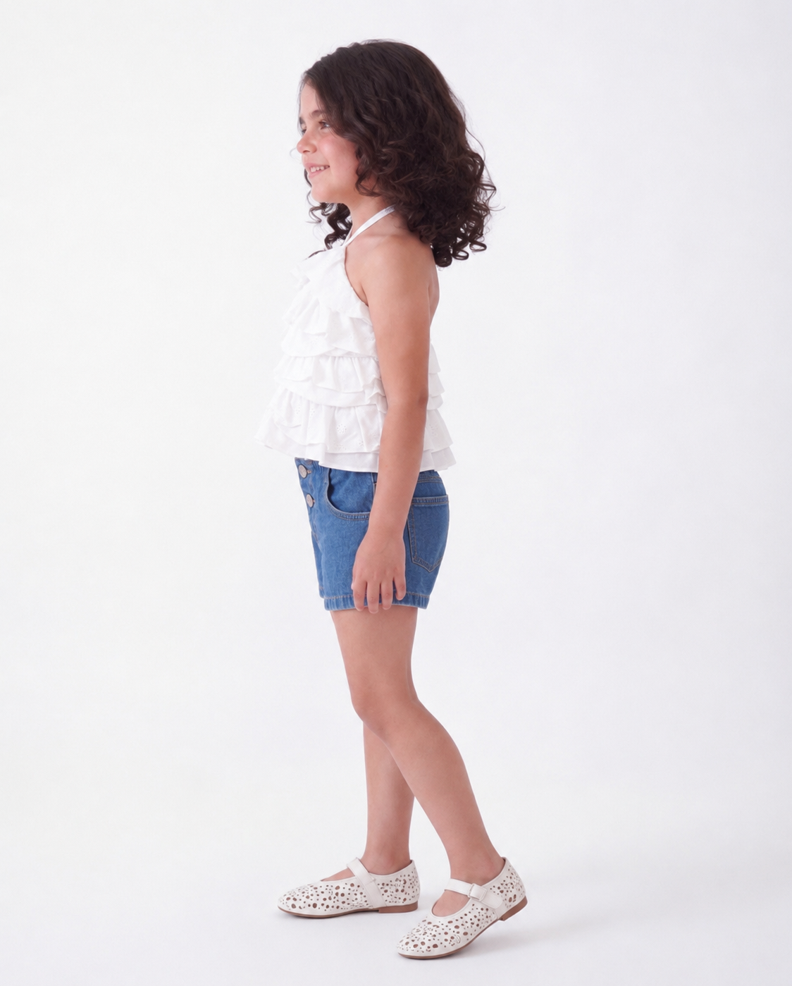 Girl embroidered ruffles