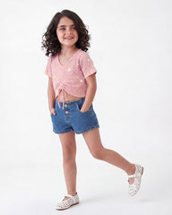 Sparkling Drawstring Polka Dot Top