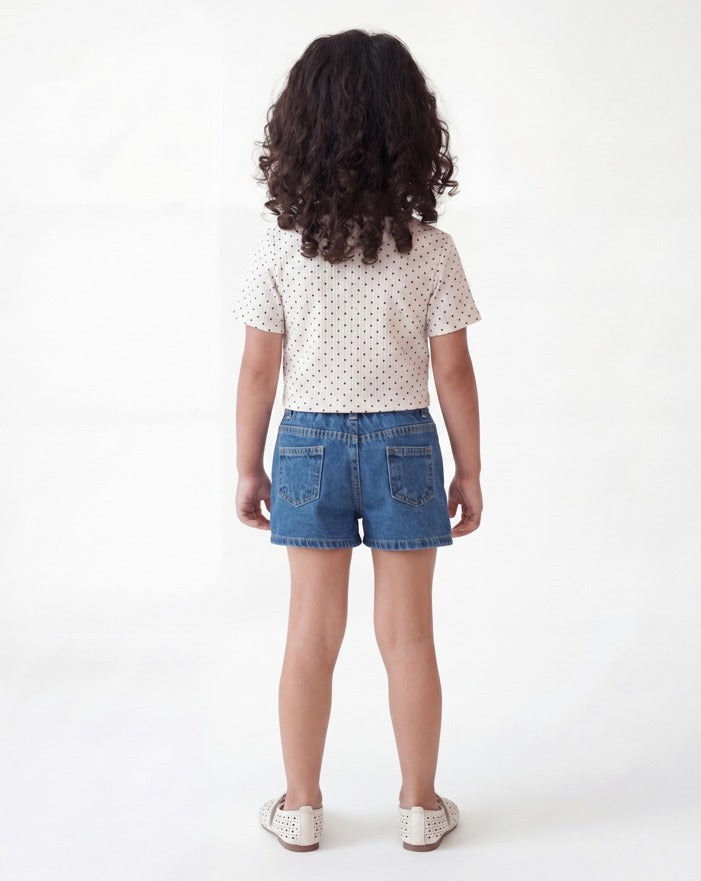 Sparkling Drawstring Polka Dot Top