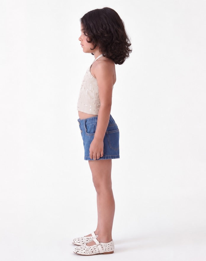Girl sequin Lenin halter top