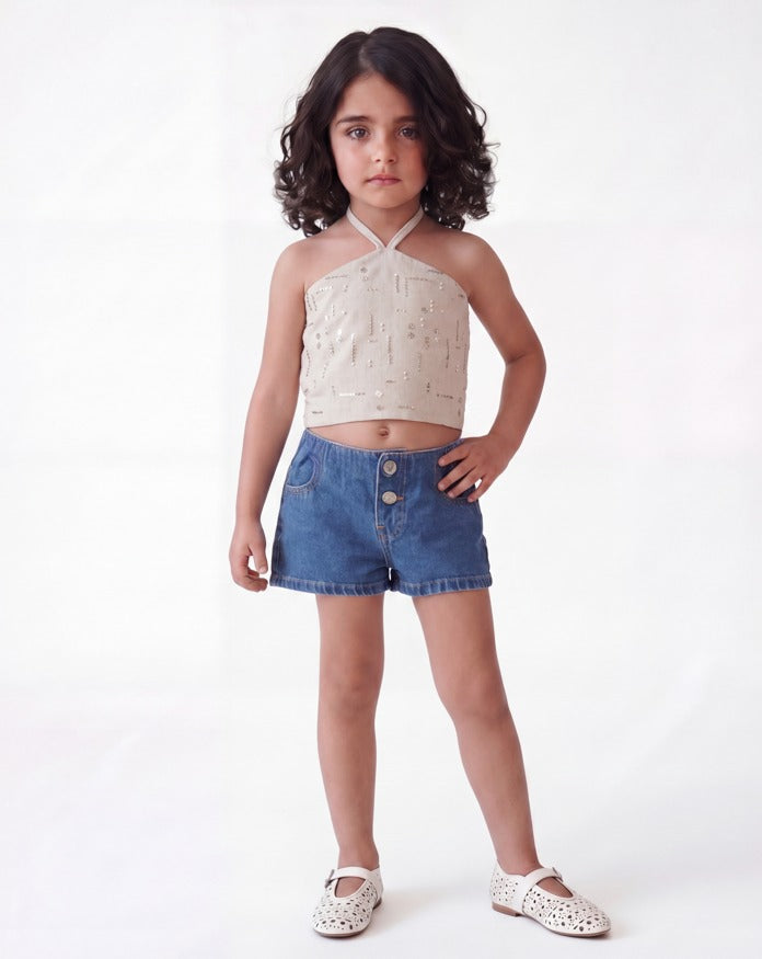 Girl sequin Lenin halter top