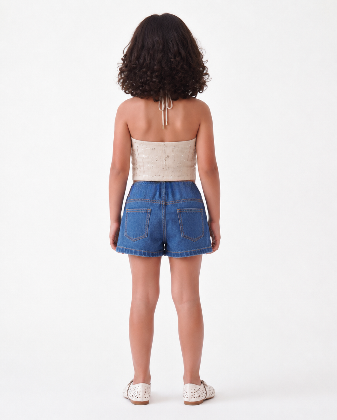 Girl sequin Lenin halter top