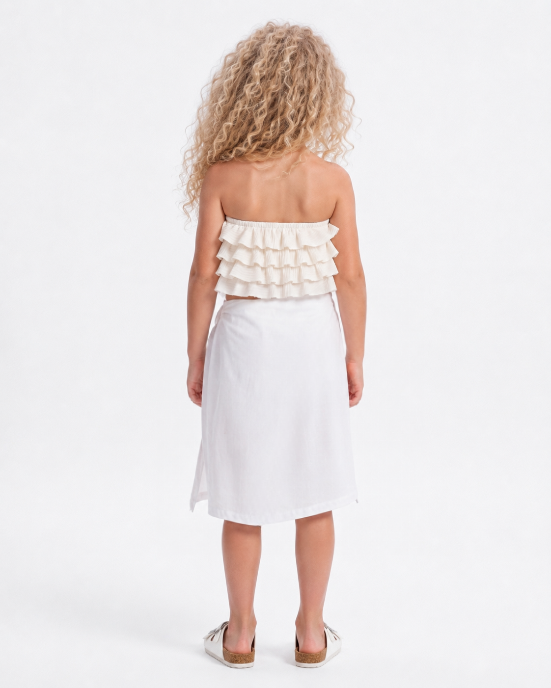 Girl ruffles tube top